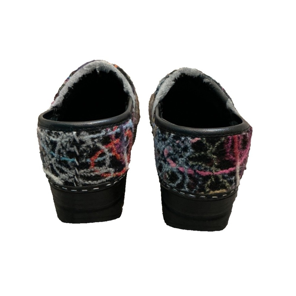 Dansko Black Confetti Scribble Wool Yarn Clogs Nursing Comfort 39/8.5 - Picture 2 of 7